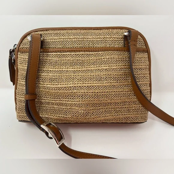 BRIGHTON Jojo Straw Organizer Crossbody Bag Natural EUC - Picture 5 of 8